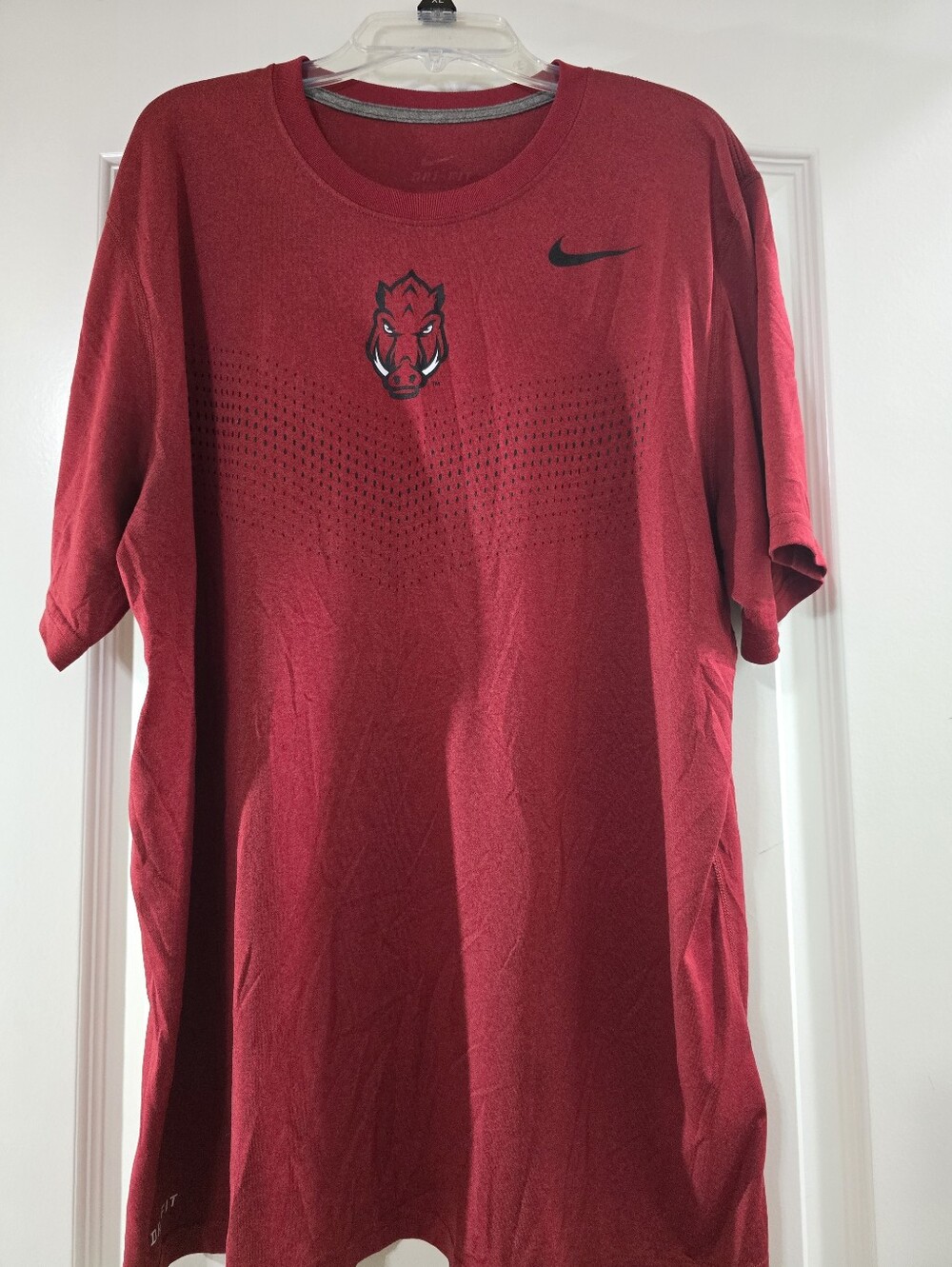 Nike Dri-fit Red Short-Sleeve Razorback Logo Tee
